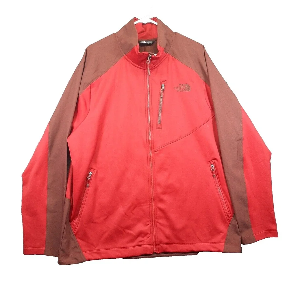 The North Face Fleece Jacket Men's 2XL Full Zip Lightweight Zip Turtleneck Red